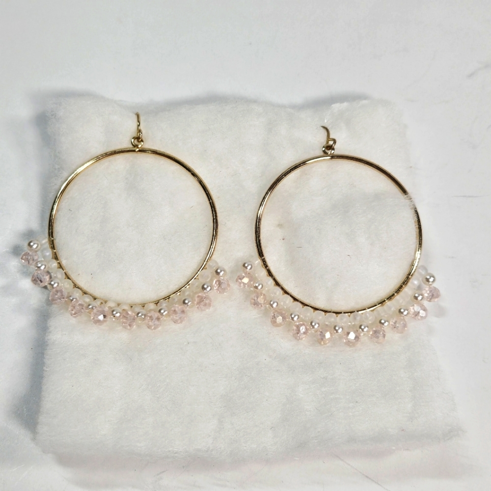 Beaded Hoop Dangle Earrings
